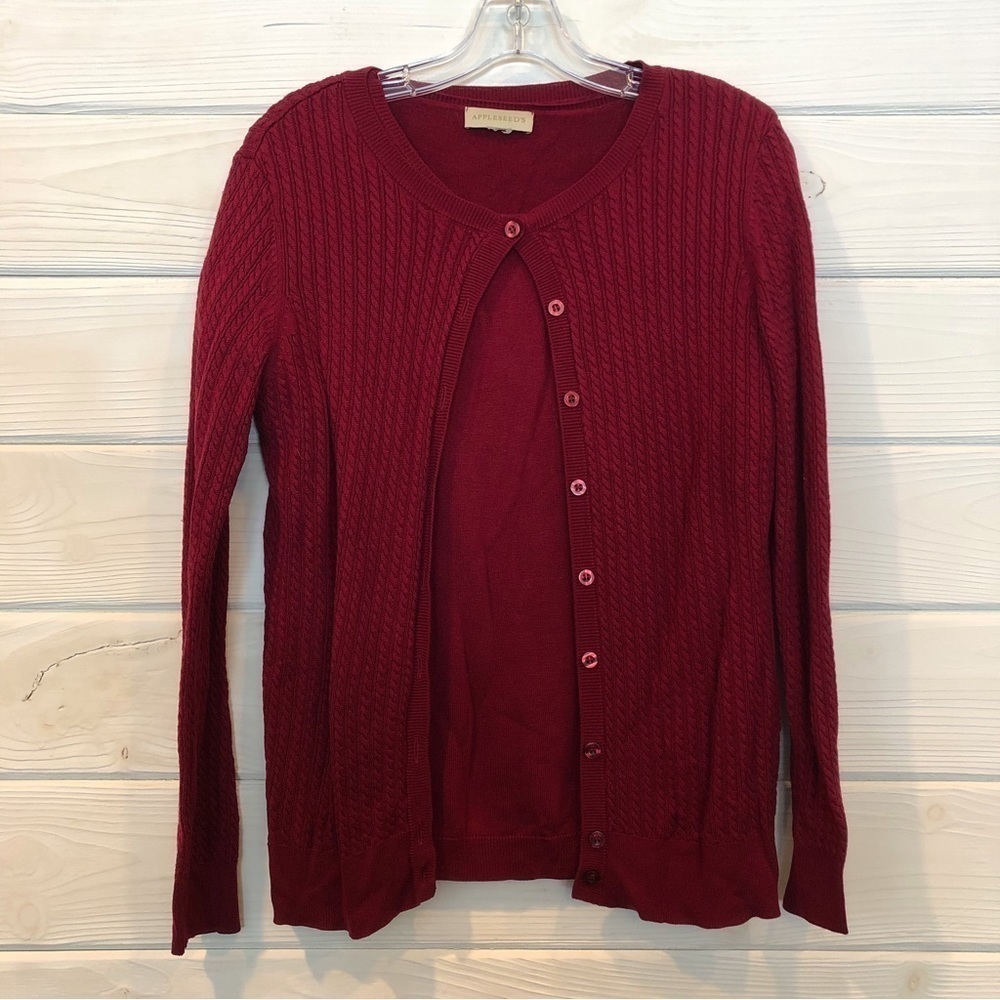 2 pc Appleseed's Cardigan and Short Sleeve Top